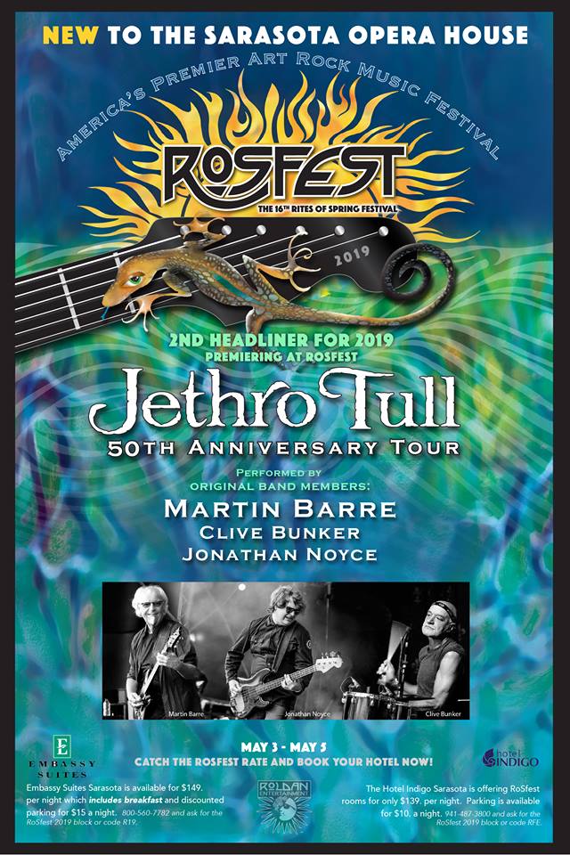UK Progressive Rock Legend, Martin Barre, Confirmed as snd Headliner for  RoSfest in 2019 Celebrating 50 Years of Jethro Tull | Power of Prog | Poster