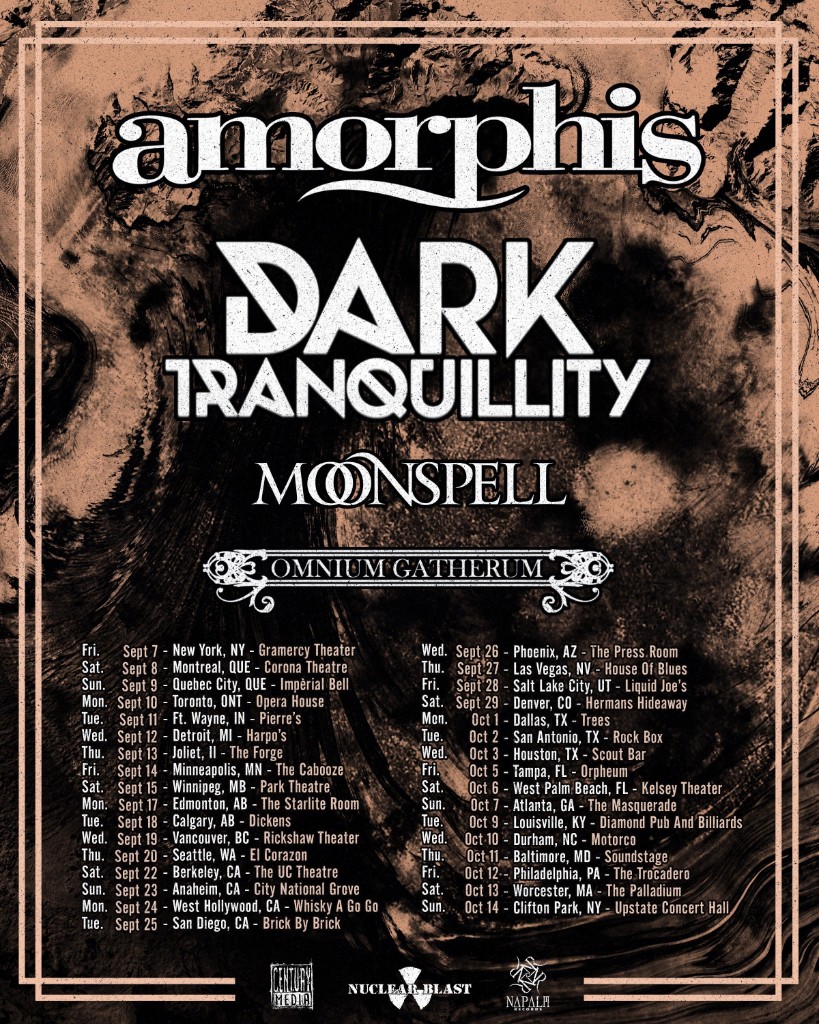 DARK TRANQUILLITY North America tour with Amorphis, Moonspell, and
